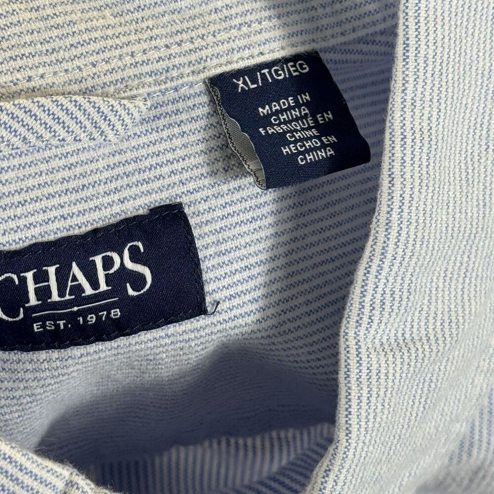 NWT Chaps XL Men Striped Seacoast Wash 100% Fine Soft Cotton Oxford Woven Shirt - Picture 5 of 12